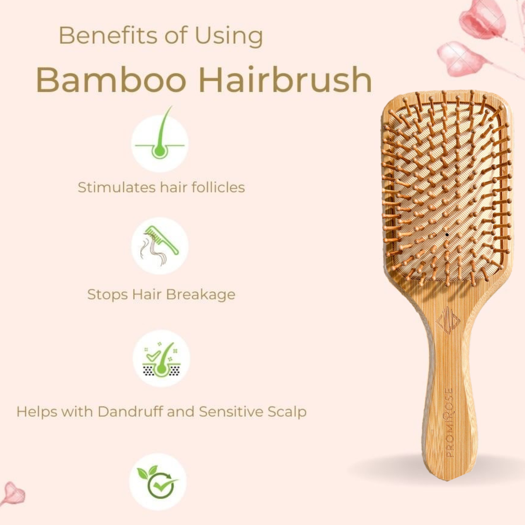 Promirose oil with Bamboo Hair Brush