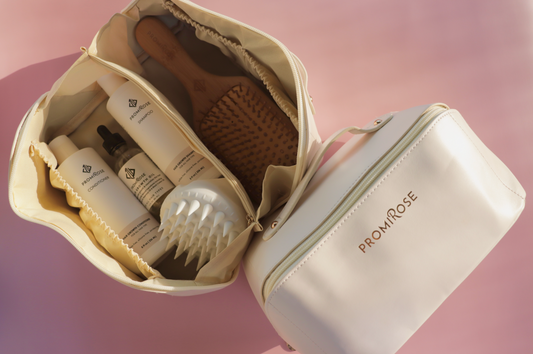 The Promirose Cosmetic Travel Bag in its elegant