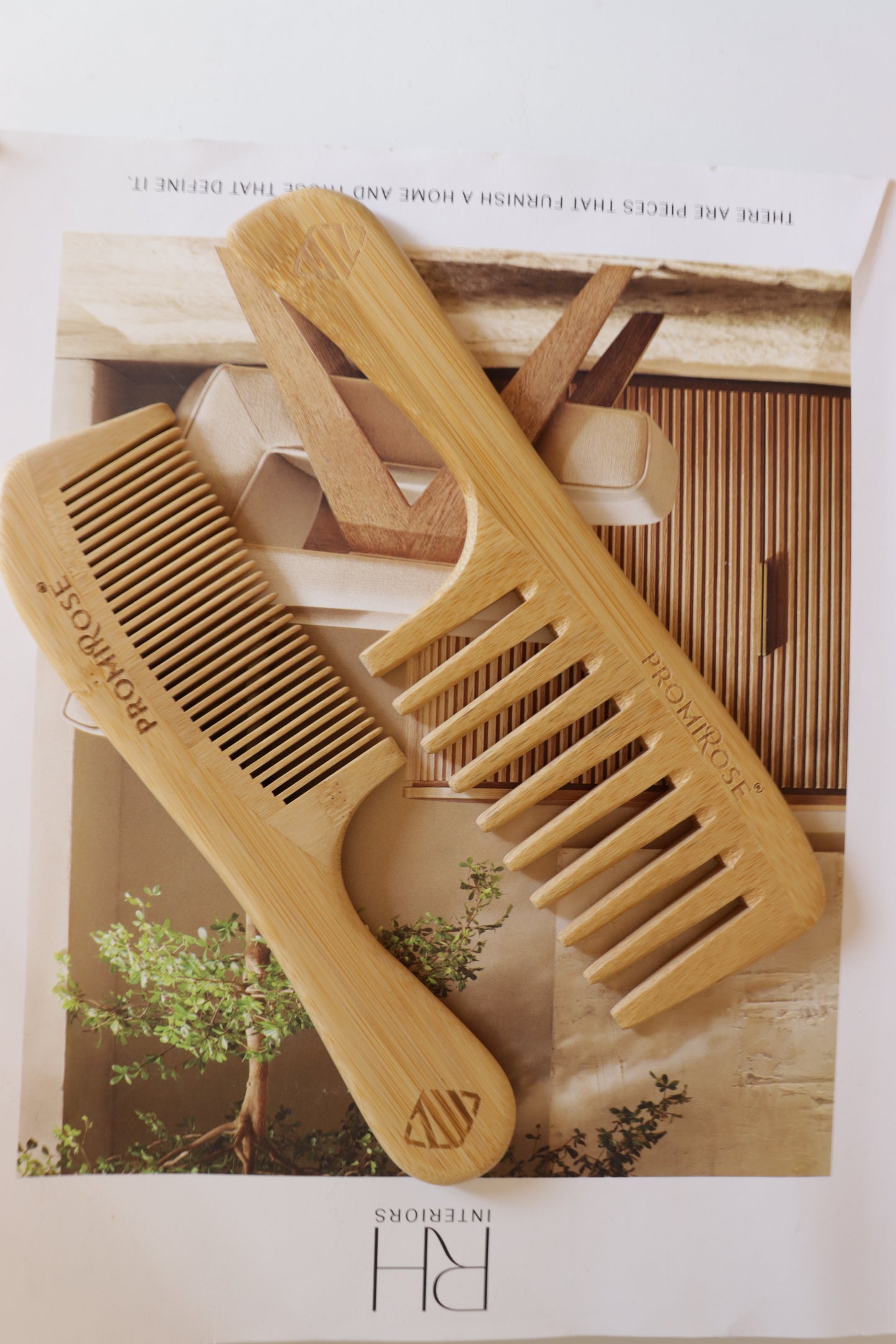 Bamboo wide and Fine Tooth Comb