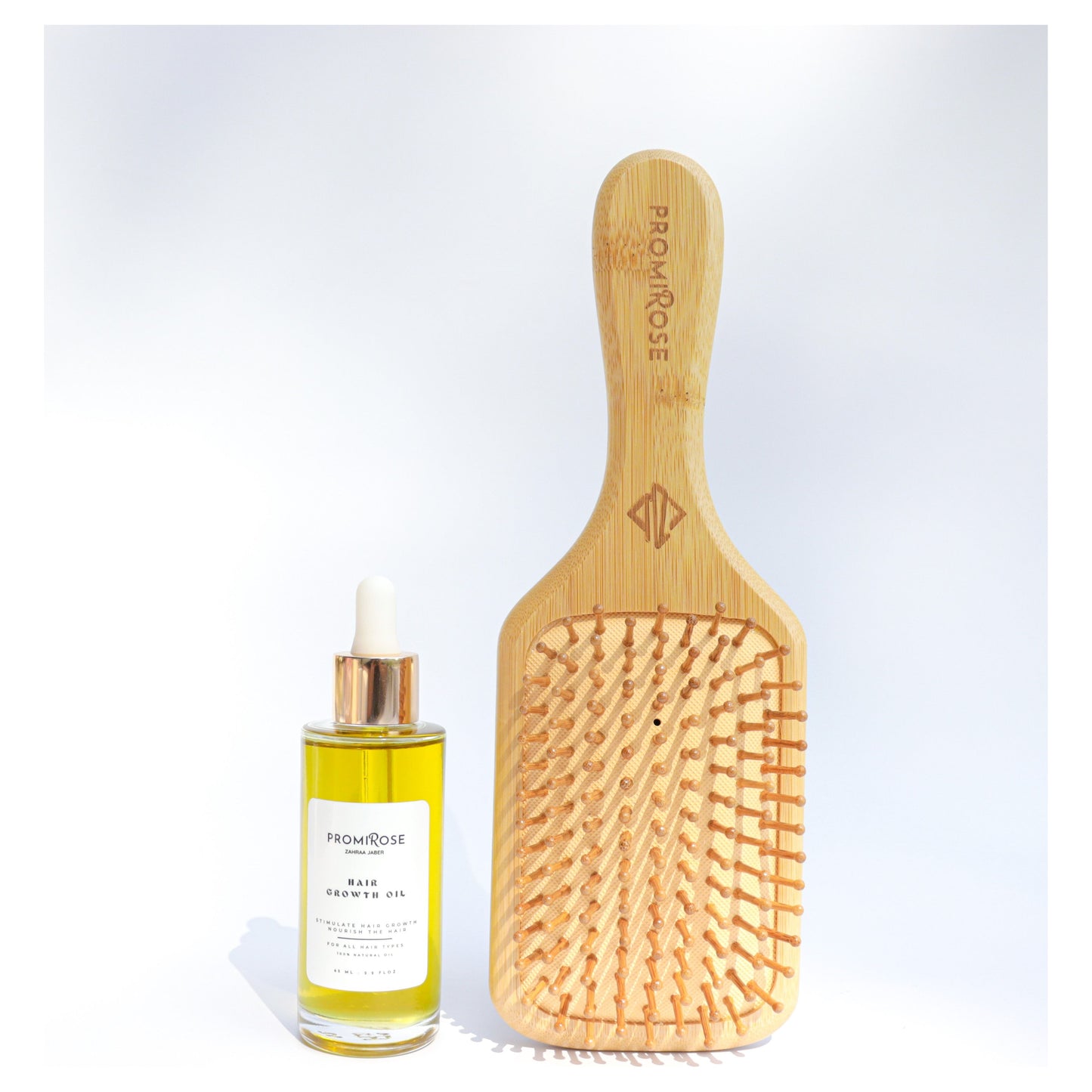 Promirose oil with Bamboo Hair Brush